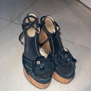Authentic Chanel denim wedges